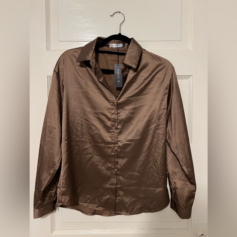 Boutique silk brown blouse Small